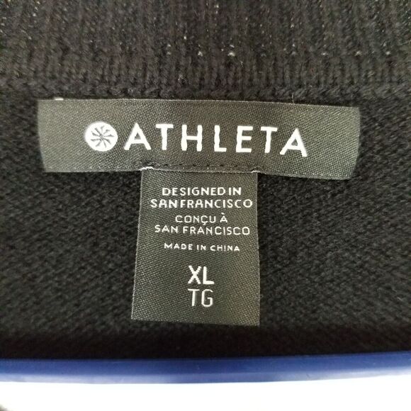 Athleta Women Merino Wool Cashmere Alpine Crewneck Sweater Sz XL Black Soft Cozy - Picture 5 of 7